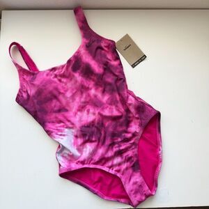 Nike Swimsuit Sz XS Magenta Marble Dye U-Back One Piece Swimwear Unwired Olympic